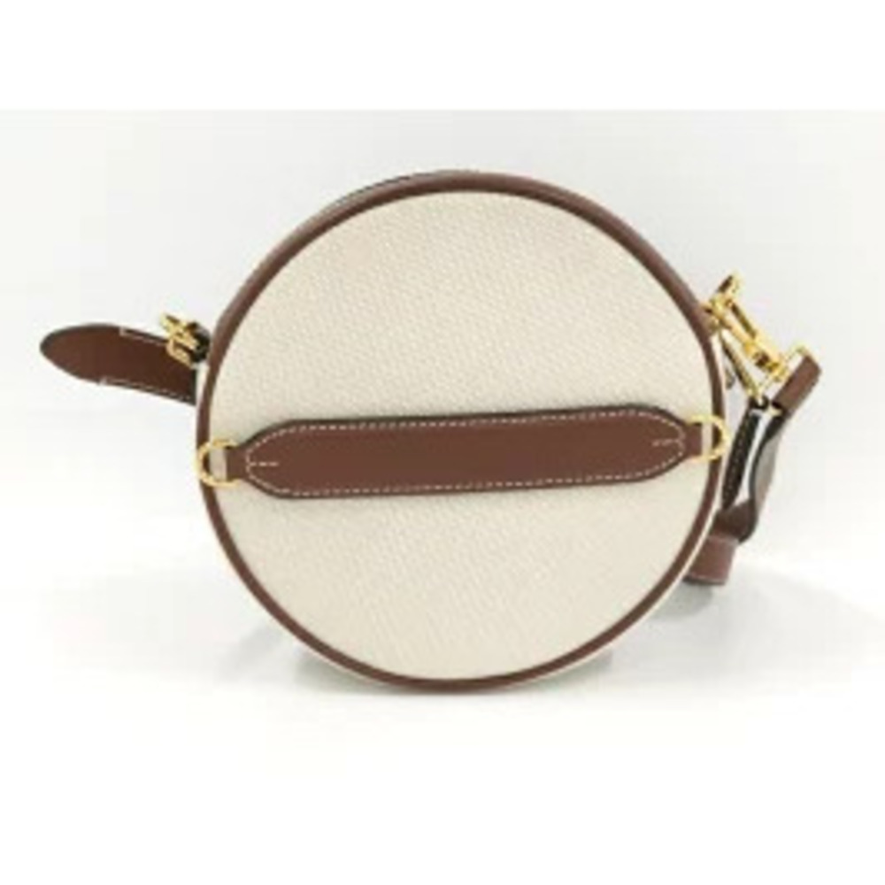 BURBERRY Louise Shoulder Bag Leather Canvas Ivory White Brown - Picture 2 of 9